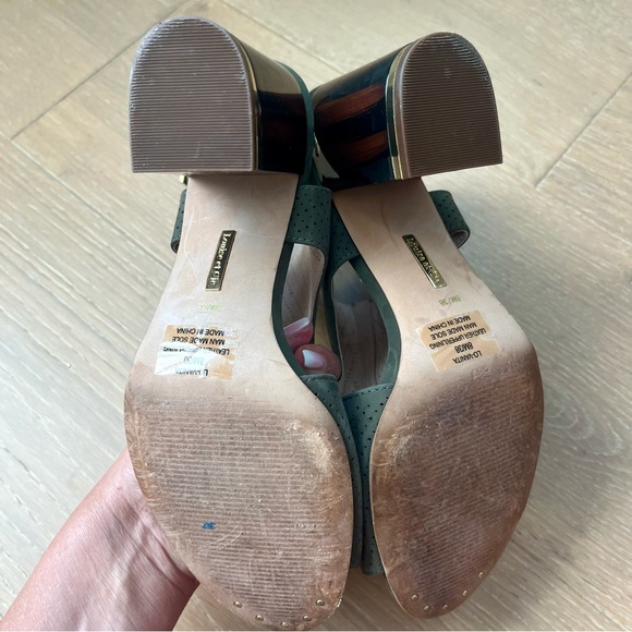 Louise et Cie Olive Peep-Toe Heels with Wood Accents - Picture 5 of 6